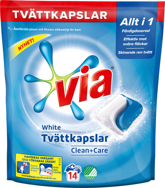 Via Tvättkapslar White - 14st