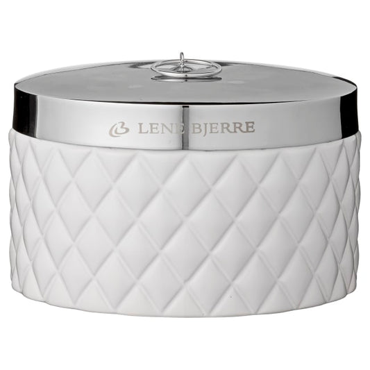 LENE BJERRE Portia Förvaringsburk – Ø15x9 cm, Vit/Silver