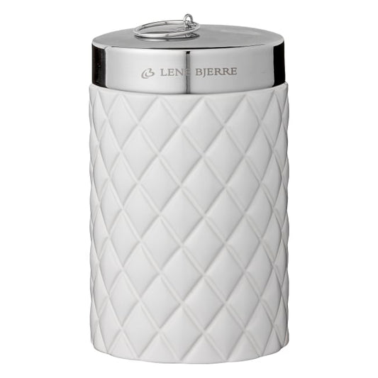 LENE BJERRE Portia Förvaringsburk – Ø9x14 cm, Vit/Silver
