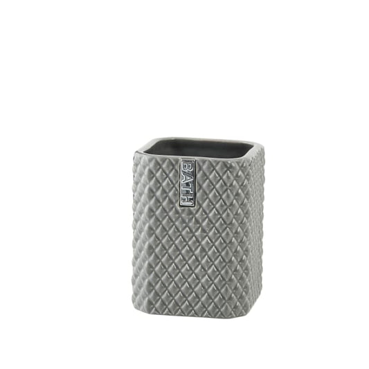 LENE BJERRE Marion Tandborstmugg – 7,5x7,5x10,5 cm, Mellangrå/Silver